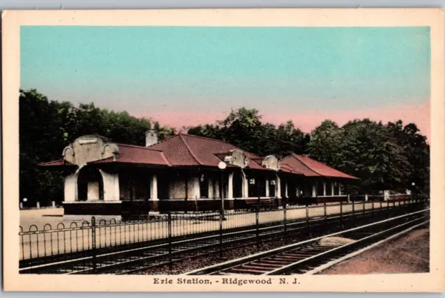 Erie Station Railroad Depot Ridgewood NJ WB DB C1915 Postcard
