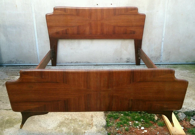 Struttura Contorno Letto Matrimoniale In Legno Anni 50 / 60 Design Italiano