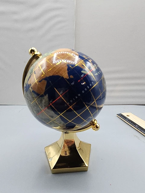 Globo de escritorio de colección piedra preciosa azul lapislázuli 5 1/2 pulgadas de alto por favor mira todas las fotos