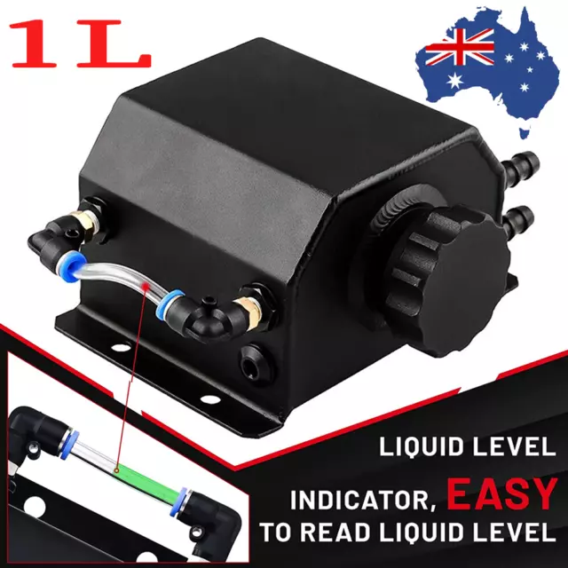 1L Black Aluminum Radiator Coolant Overflow Bottle Recovery Water Tank Reservoir