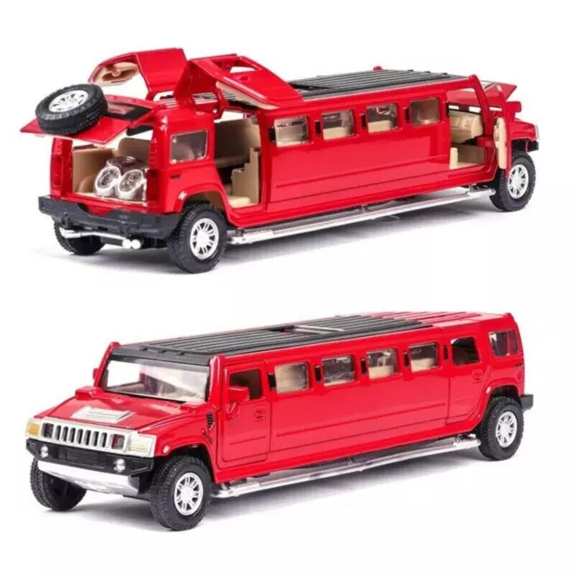 Alloy Pull Back Model Toy Car Sound&Light Deco Gifts For Limousine Hummer 1/32 P