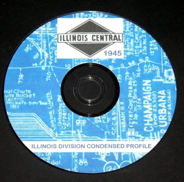 Illinois Central RR 1945 Illinois Division  Condensed Profiles PDF pages on DVD