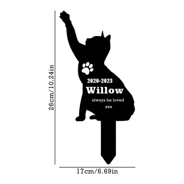 Cat Memorial Grave Stake Iron Pet Memorial Stake Cat Prints Grave Marker Blac F7 3