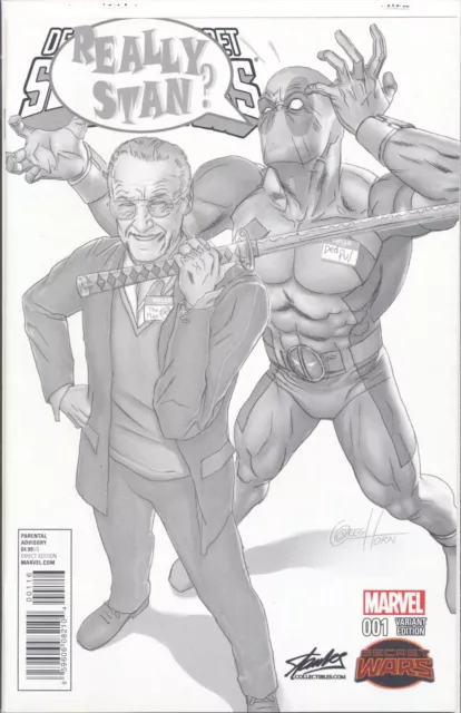 Deadpools Secret Wars #1 Rare Stan Lee B&W Variant Deadpool Greg Horn