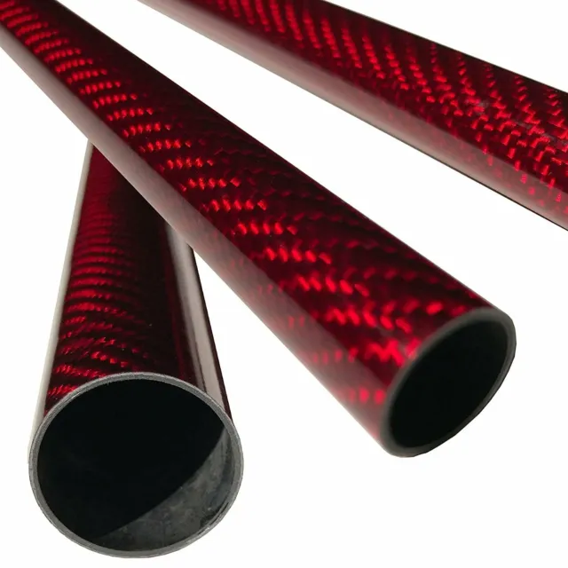 (2) KARBXON - Carbon Fiber Tube - RED - 25mm X 23mm X 1000mm - Hollow Carbon...