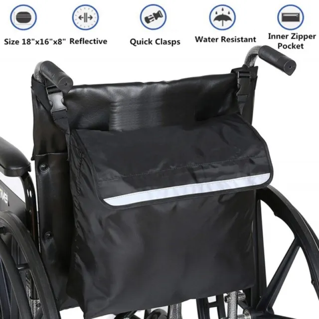 Bolsa de almacenamiento de tela Oxford negra para silla de ruedas práctica y elegante D