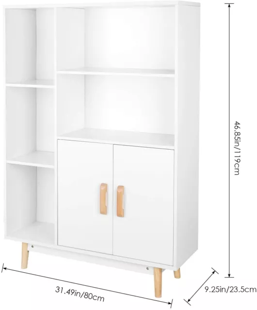 ✅Mobiletto Scaffale Libreria Mobile in Legno con Ante Salotto Soggiorno Ufficio 2