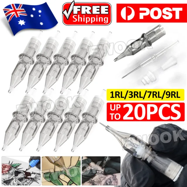 5-20 Pcs Disposable Tattoo Needle Cartridges Sterilized Round Liners Shaders AU