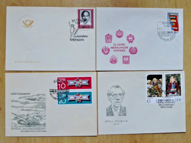 4 ETB FDC DDR 1970 -  Mi-Nr.: 1602, 1607, 1608, 1615/16 und 2507 (1980)