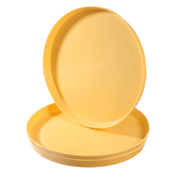 9" x 1" Round Restaurant Serving Trays, 3 Pack Food Service Tray, Yellow