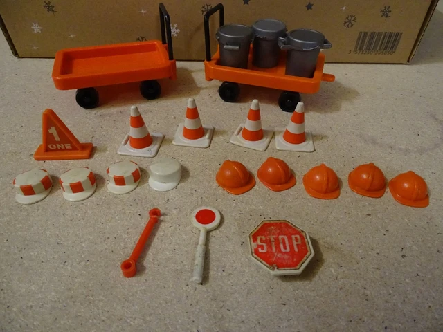 Lot Playmobil Vintage Ouvriers Travaux Publics (années 1974/75) - Avec Brouette Et Outils, Occasion, Pièces De Collection