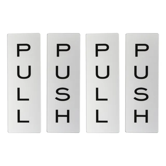 Insegna porta push push pull 6x2", 2 paia acrilico autoadesivo tonalità argento/nero