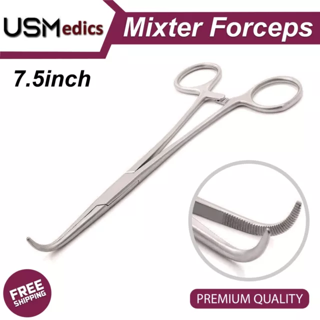 Right Angled MIXTER HEMOSTAT Forceps 7.5" FINE Point, Surgical Instruments NEW