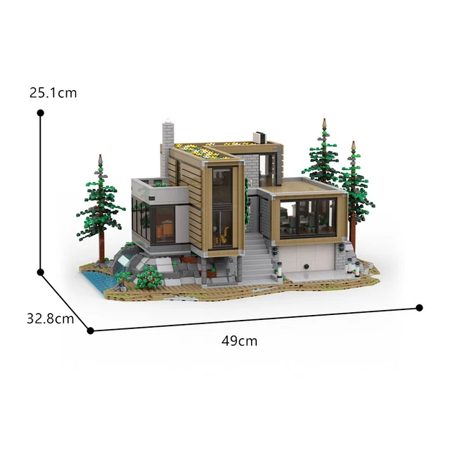 CUSTOM MOC MODERN House Modular Mansion Model with Interior Details ...