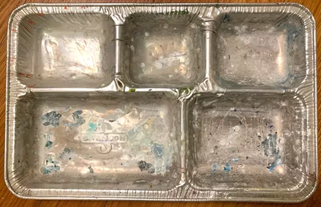 vtg Swanson 3 course TV Dinner ALUMINUM TRAY Salisbury steak mcm 50s 60s Kitsch