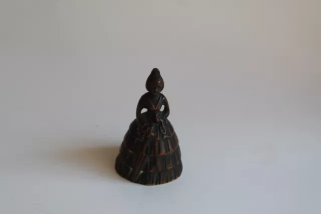 Antique Brass Victorian Lady Table Bell Vintage Figurine Service Bell