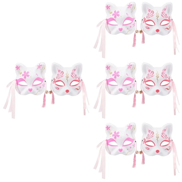8 Pcs Cat Mask Plastic Face Cover for Costume Masks Japanese Kitsune