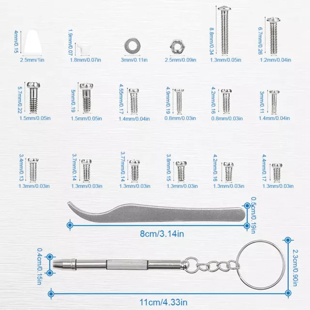 1010 Piezas Kit de reparación profesional para gafas con tornillos 3