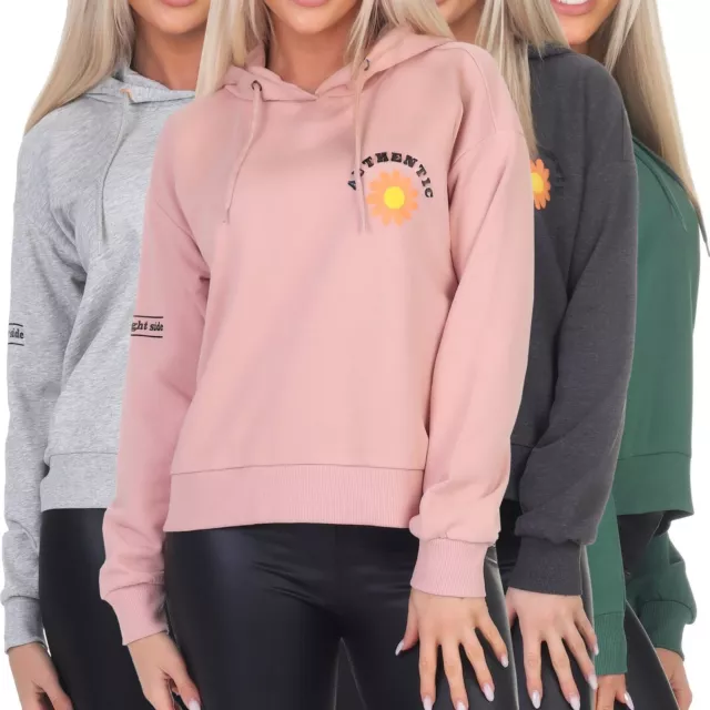 Only Damen Hoodie Hoody Sweatshirt Pullover mit großem Print Oberteil ONLMie