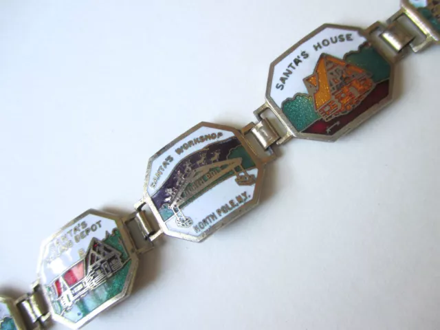 Vintage Christmas Bracelet Santa's Village Enamel Bracelet Christmas Charm Santa