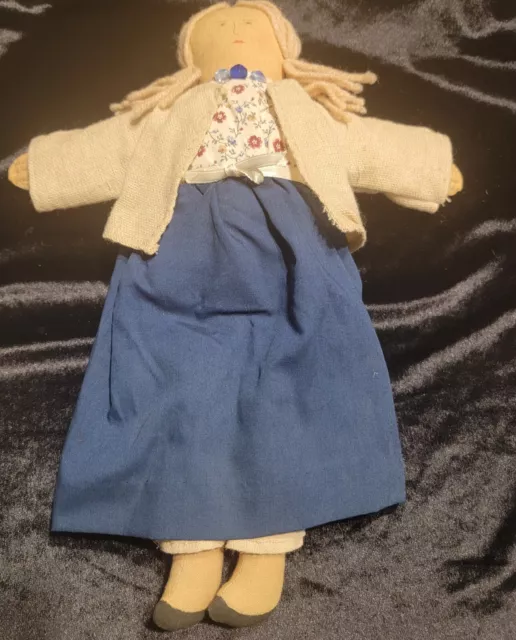 DOLL Primitive Folk Art Cloth Rag Doll Hand Made Artist Created 12"