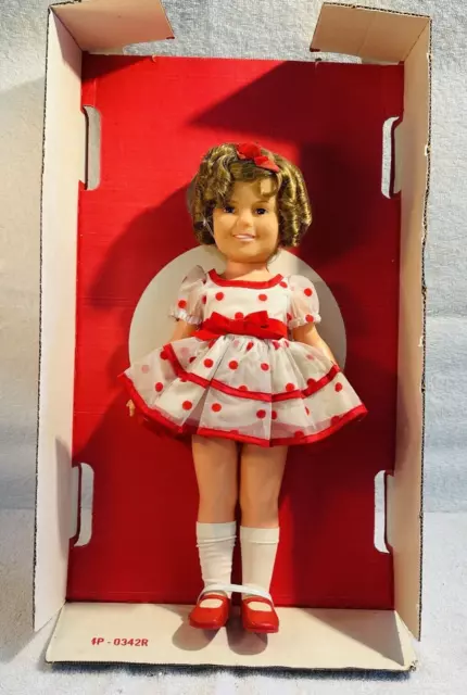 Ideal Vintage Shirley Temple Doll  Rooted Hair Inset Eyes Red White Dress New