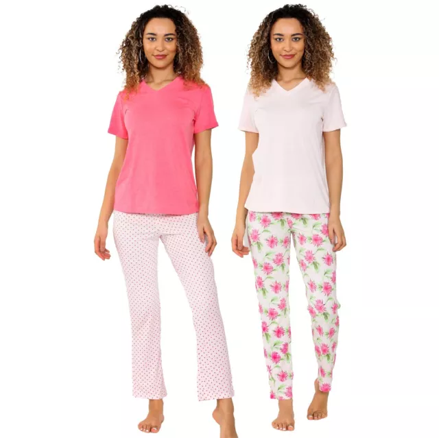 Ex UK Brand Loungewear Pyjamas Set Womens Ladies PJ Top Bottoms Cotton Size 8-34