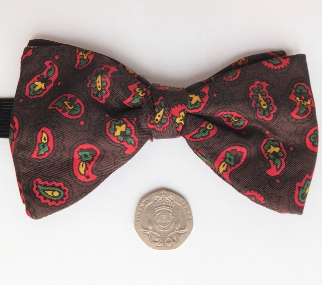 Cravatta in seta motivo Paisley vintage anni '70 marrone taglia 11 12 13 14 15 16 17