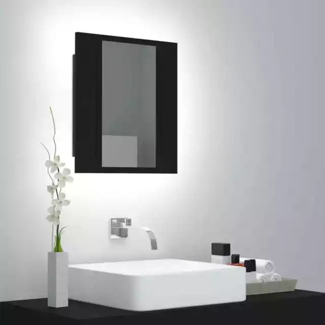 Armoire Ã  miroir de salle de bain LED Noir 40x12x45 Acrylique