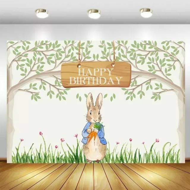 Peter Rabbit Backdrop Baby Shower Birthday Party Photo Background Banner Decor