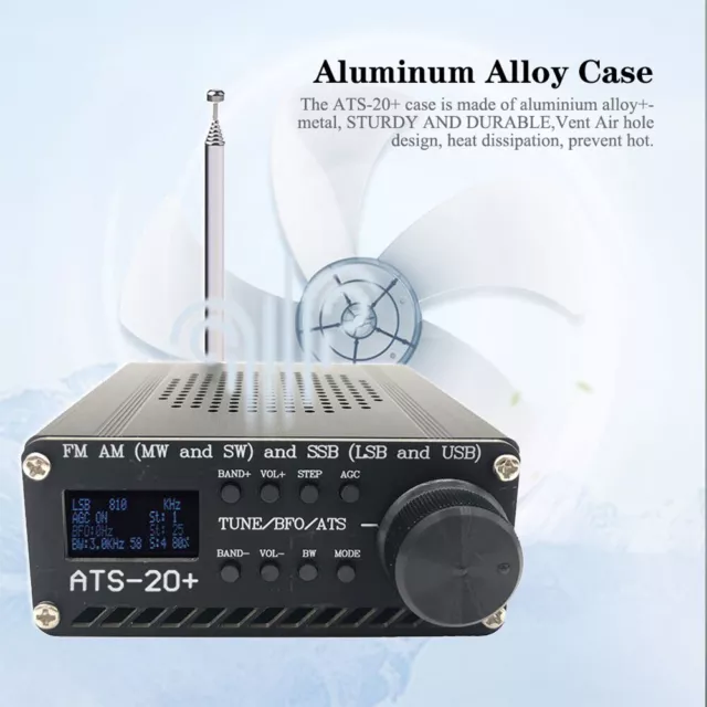 Anysecu receptor de Radio portátil SI4732 ATS-20+ todas las bandas, escáner