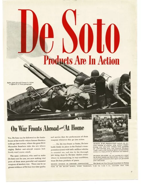 1943 DE SOTO makes 40mm Bofors Anti-Aircraft Gun Cannon WWII Vintage ...