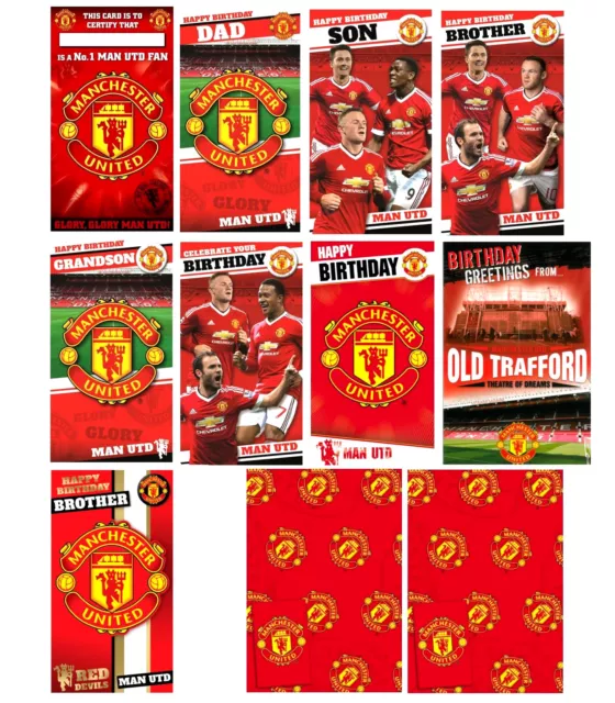 Official MANCHESTER UNITED FOOTBALL Birthday Cards Brother Dad Other+ Gift Wrap