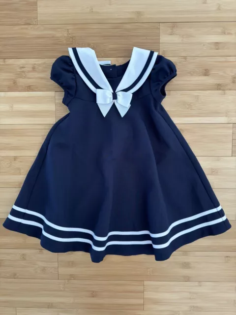 Bonnie Jean Girls Short Sleeve Navy Sailor Dress Size 4 Toddler