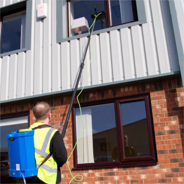 Window Cleaning 24ft Water Fed Pole & Backpack Telescopic Extendable Brush