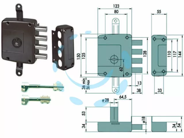 3757654 Cerradura Triple De Aplicar S/Pestillo Doble Mapa 57162 (EX57120)