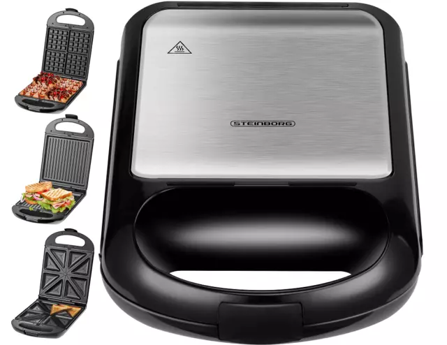 3in1 Sandwichmaker Kontaktgrill Sandwichtoaster Waffeleisen Elektrogrill