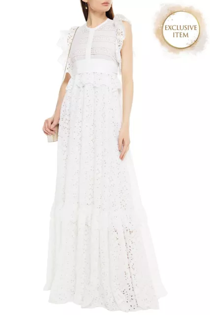 RRP€2890 ELIE SAAB Sangallo Lace Wedding Dress FR34 US2 UK6 XS Silk Lined Belted
