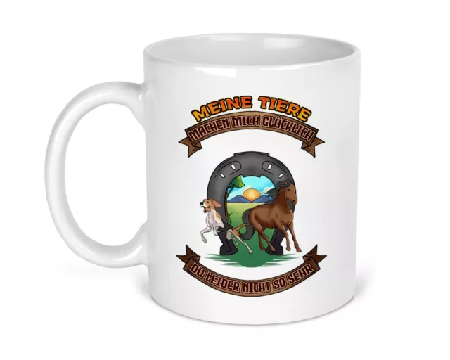 Kaffeetasse Tasse Becher Hund Pferd Reiten Spruch Hufeisen Geschenk