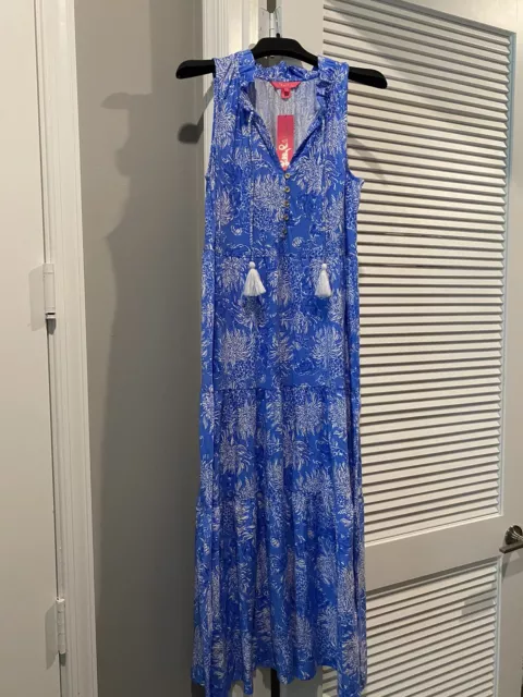 NWT Lilly Pulitzer Malone Maxi Dress Boca Blue Croc It And Lock It XXL