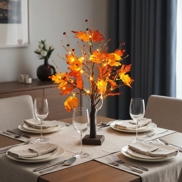 LED LIGHT UP Battery Operated Maple Tree for Table Mantle Centerpiece ...