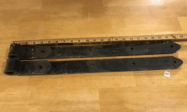 Antique Barn Strap Hinges Hand Hammered Wrought Iron  Approx. 22” - 23” Lot Of 2 2