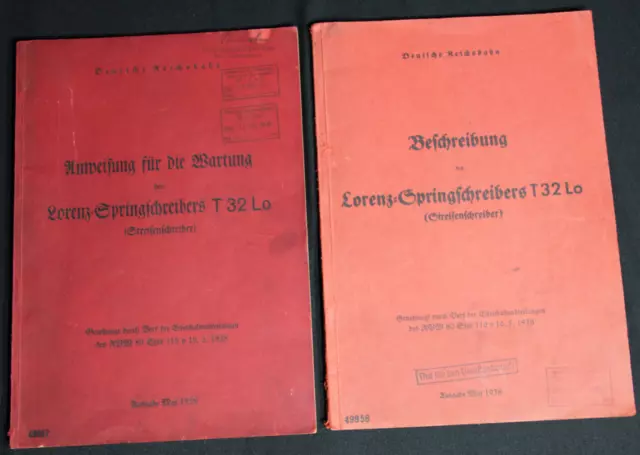 Lorenz Springschreiber T 32Lo Fernschreiber 1938 Wartung Beschreibung Reichsbahn