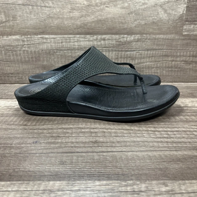 FitFlop Thong Flip Flops Black Womens US Size 7 EUR 38 17STV09 Sandals
