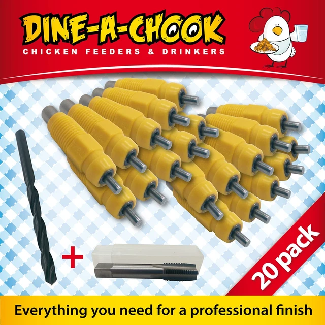 20 Pack Lubing Nipples + Install Kit / Chicken Drinker / Waterer / Chook Feeders