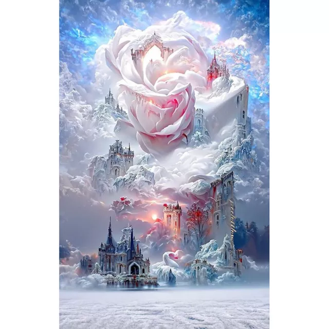 Large 5D Diamond Painting Rose Castle Cross Stitch Hand Embroidery Gift 45x85cm