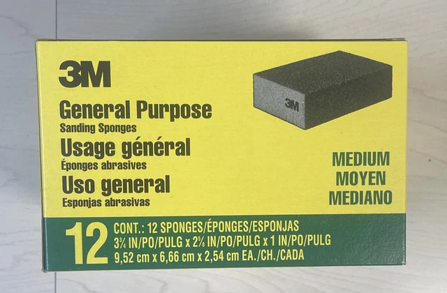 3M CP002-12P 3-3/4" x 2-5/8" x 1" Medium Sanding Sponge 12Pk