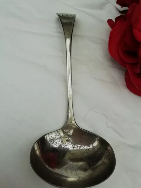 Antique Victorian Silver Plated BP Sauce Ladle Engraved Monogram L.J.M