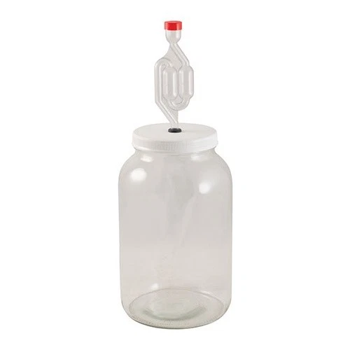 ONE GALLON WIDE Mouth Glass Jar Carboy Fermenter With Grommeted Lid and