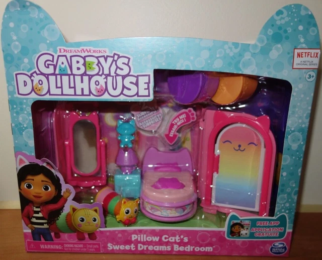 DREAMWORKS GABBY'S DOLLHOUSE Pillow Cat's Sweet Dreams Bedroom, 9 Piece